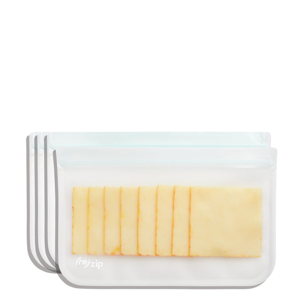 flat half-gallon reusable storage bags 4-pack – slim yet spacious BPA-free PEVA bags for deli meat, sliced cheese, meal prep, freezer fruit, fresh herbs, and cut veggies – leakproof, freezer-safe, eco-friendly alternative to disposable plastic bags