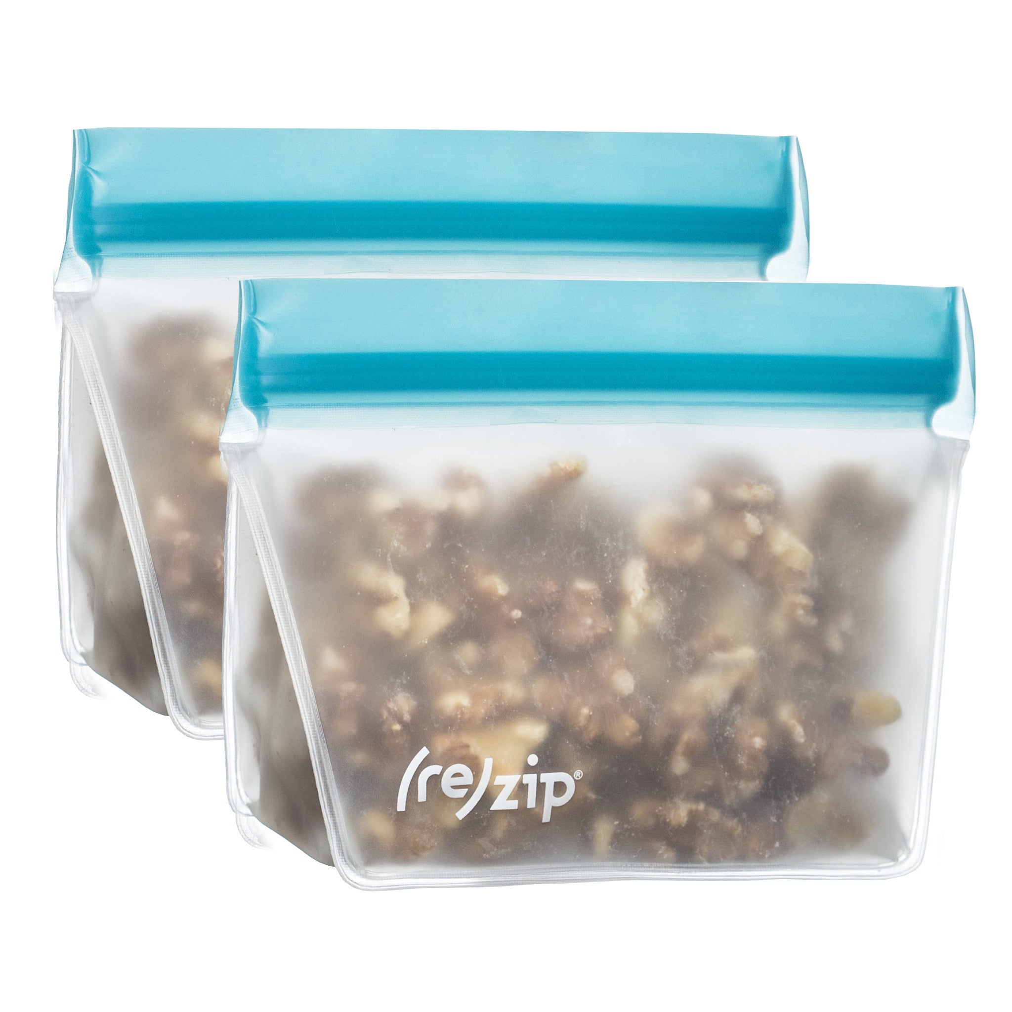 (re)zip Stand-up 1-Cup/8-ounce Leakproof Reusable Storage Bag 2-Pack (Aqua)
