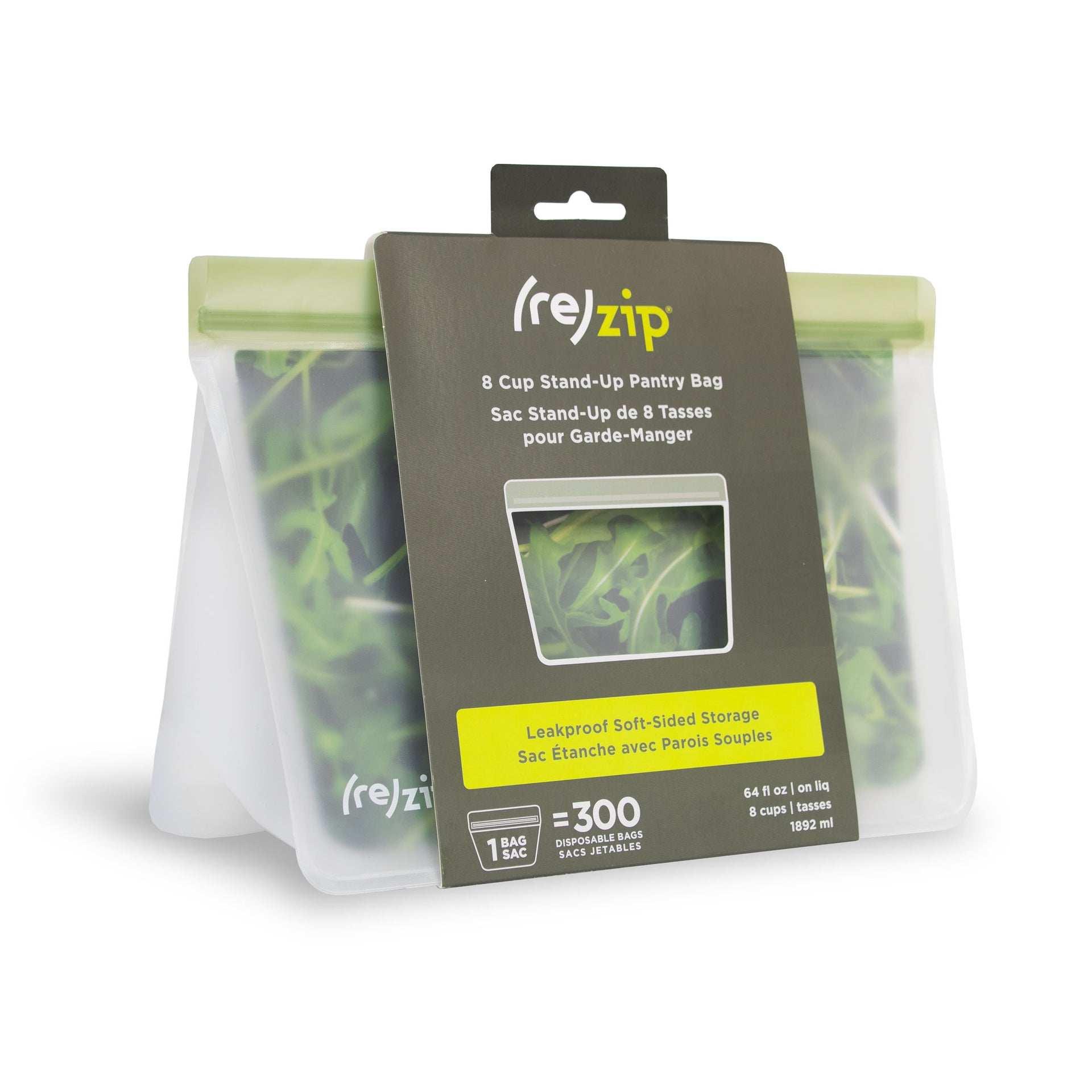 packaged 8 cup stand-up pantry bag in sage
