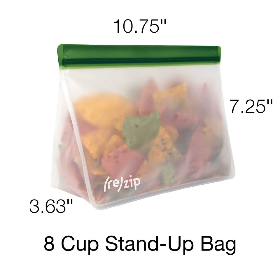 (re)zip Stand-up 1-Cup/8-ounce Leakproof Reusable Storage Bag 2-Pack (Aqua)