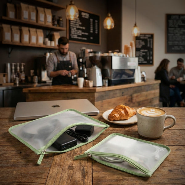 reusable zippered bags for tech accessories organization for work, at home, on the go