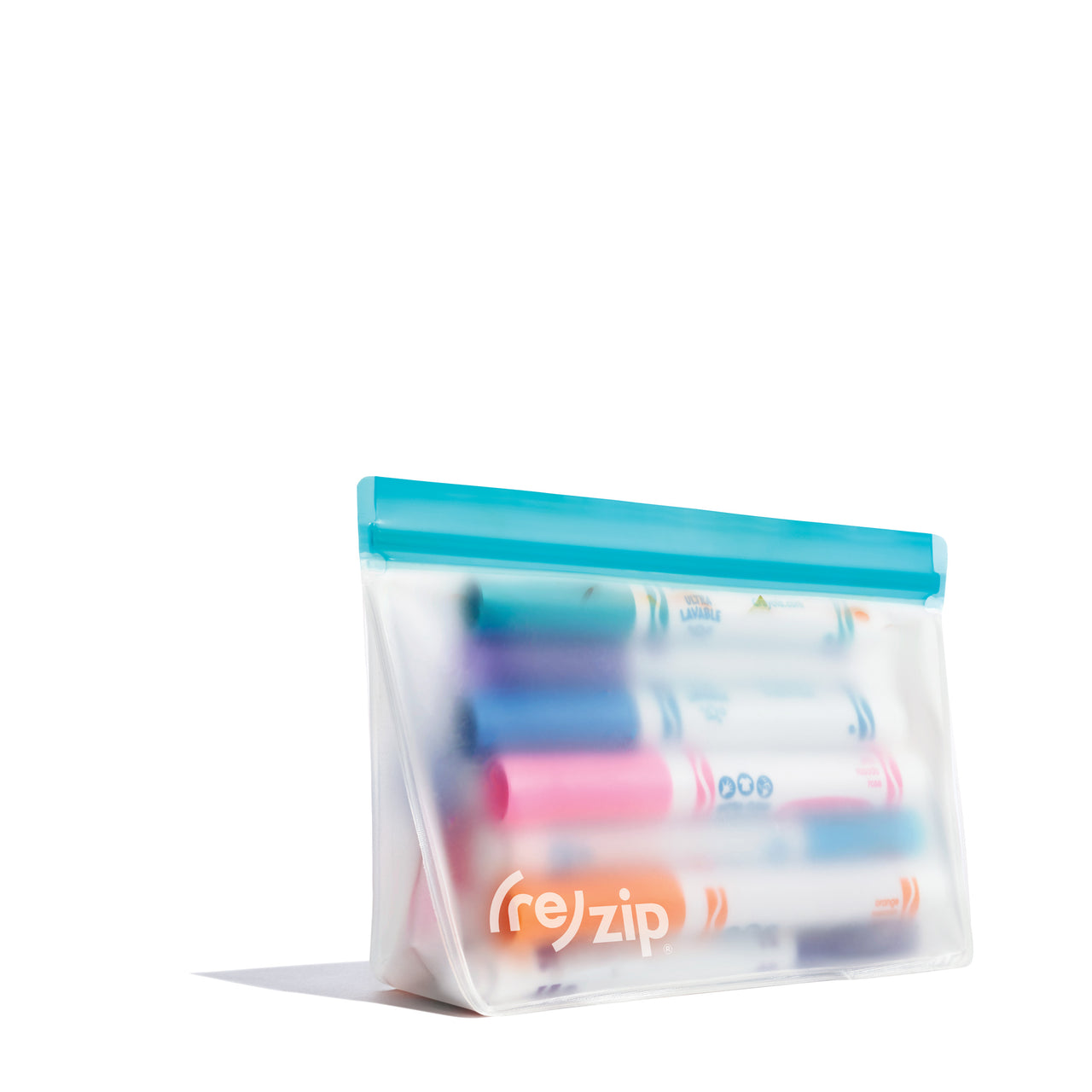 quart 4-cup stand-up reusable storage bag – leakproof, BPA-free food storage bag with Crayola markers for back-to-school lunch, snacks, or home organization