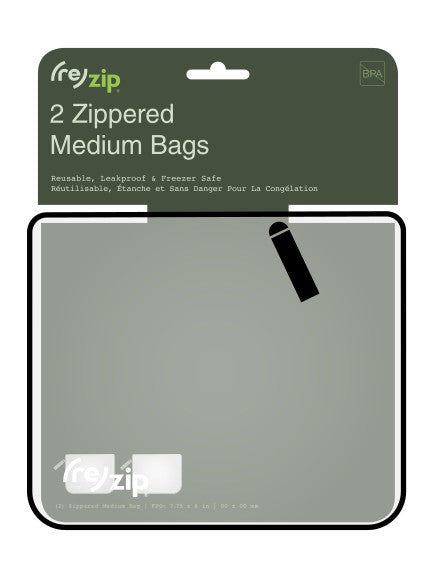 (re)zip Zippered Lunch Reusable Storage Bags - 2-pack in packaging
