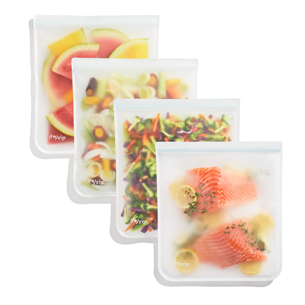 rezip Flat Gallon Leakproof Reusable Storage Bag 4-pack kit