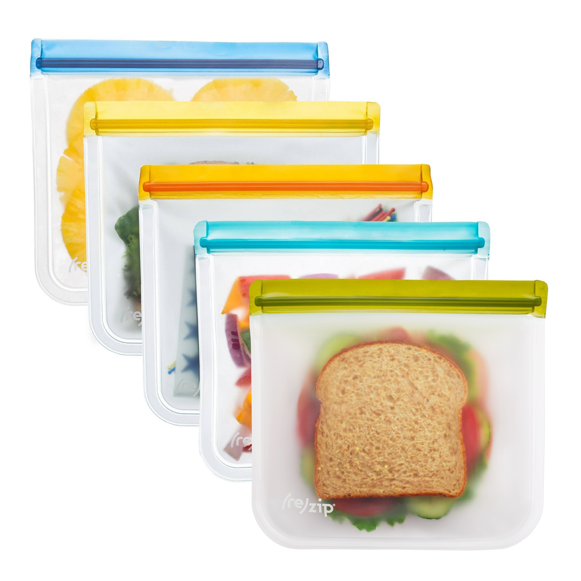 Flat Lunch Leakproof Reusable Storage Bag 5-pack 