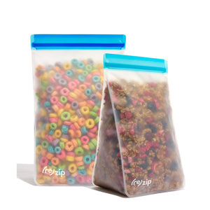 6 and 8 cup tall pantry reusable food storage bags for cereal and dry goods