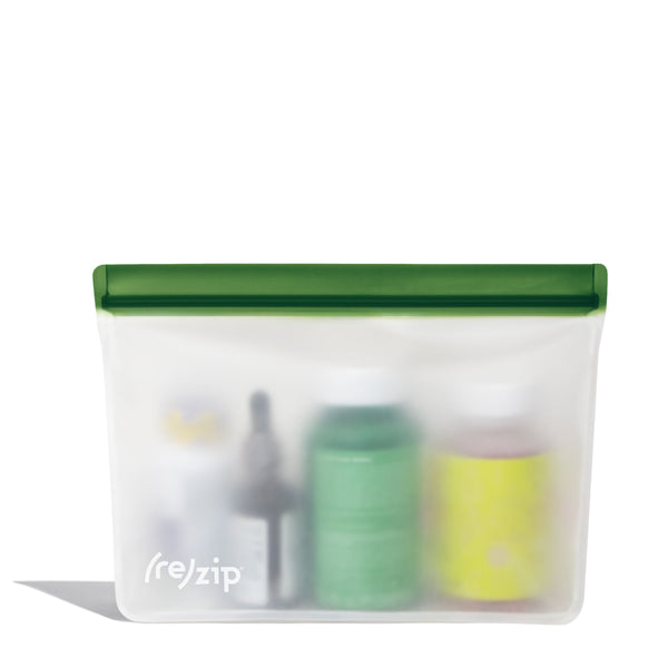 Reusable half-gallon storage bag keeping medicine, first aid, and everyday essentials visible, accessible, and organized