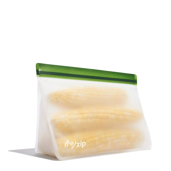 reusable leak proof freezer safe half gallon food storage bag large enough to fit corn great for on the go