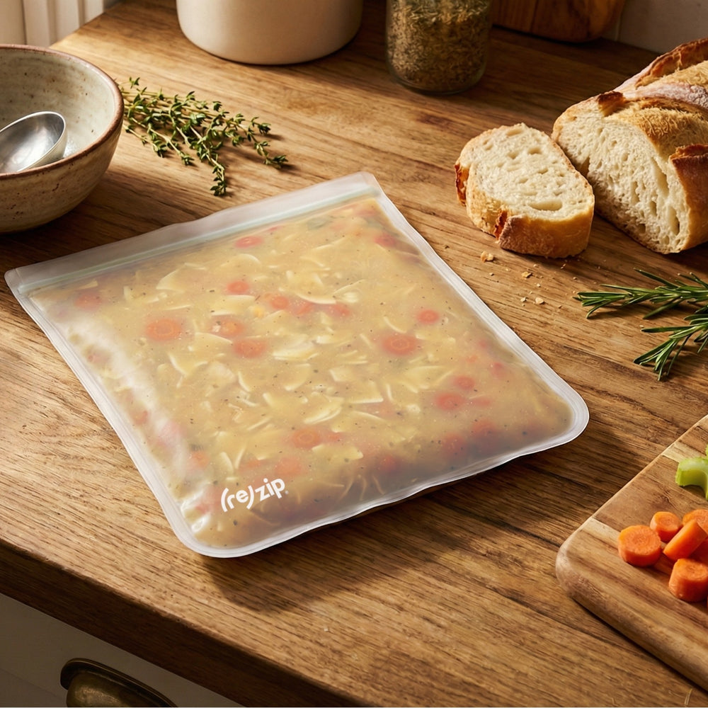 4-pack clear reusable gallon bags – sturdy, leakproof, freezer-friendly storage for leftovers, bulk food, meal prep, and pantry organization