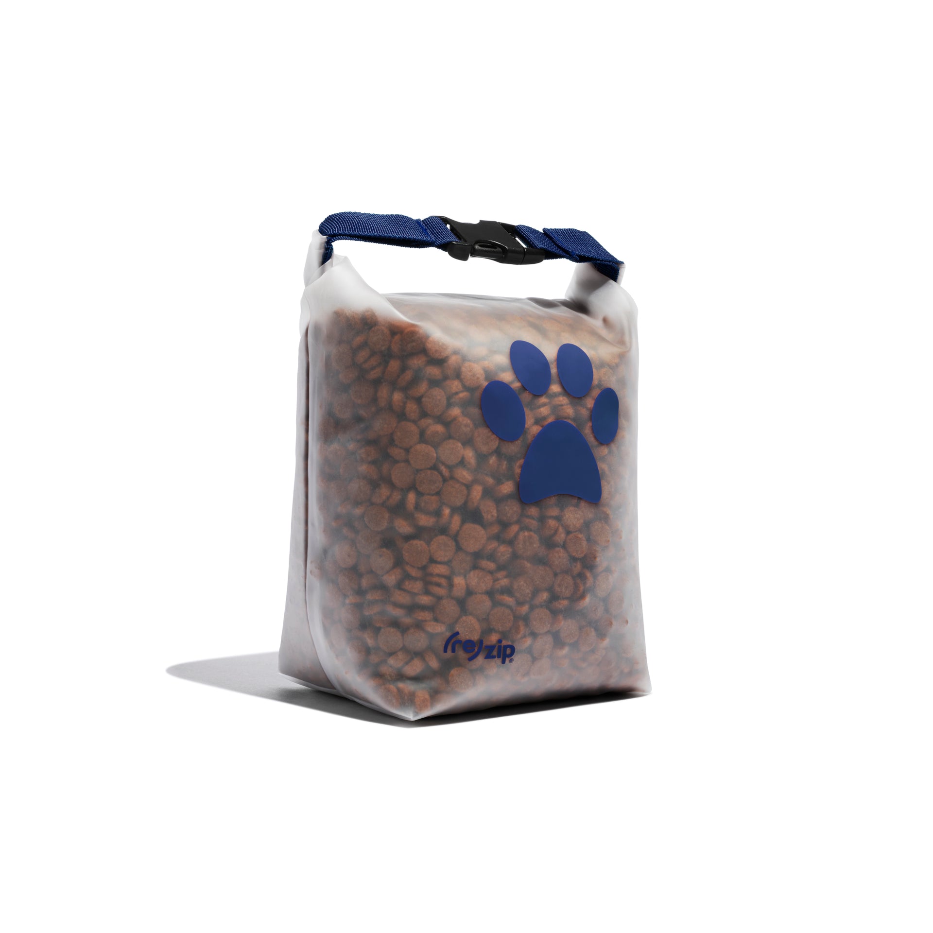 14-cup reusable pet food storage bag in cobalt