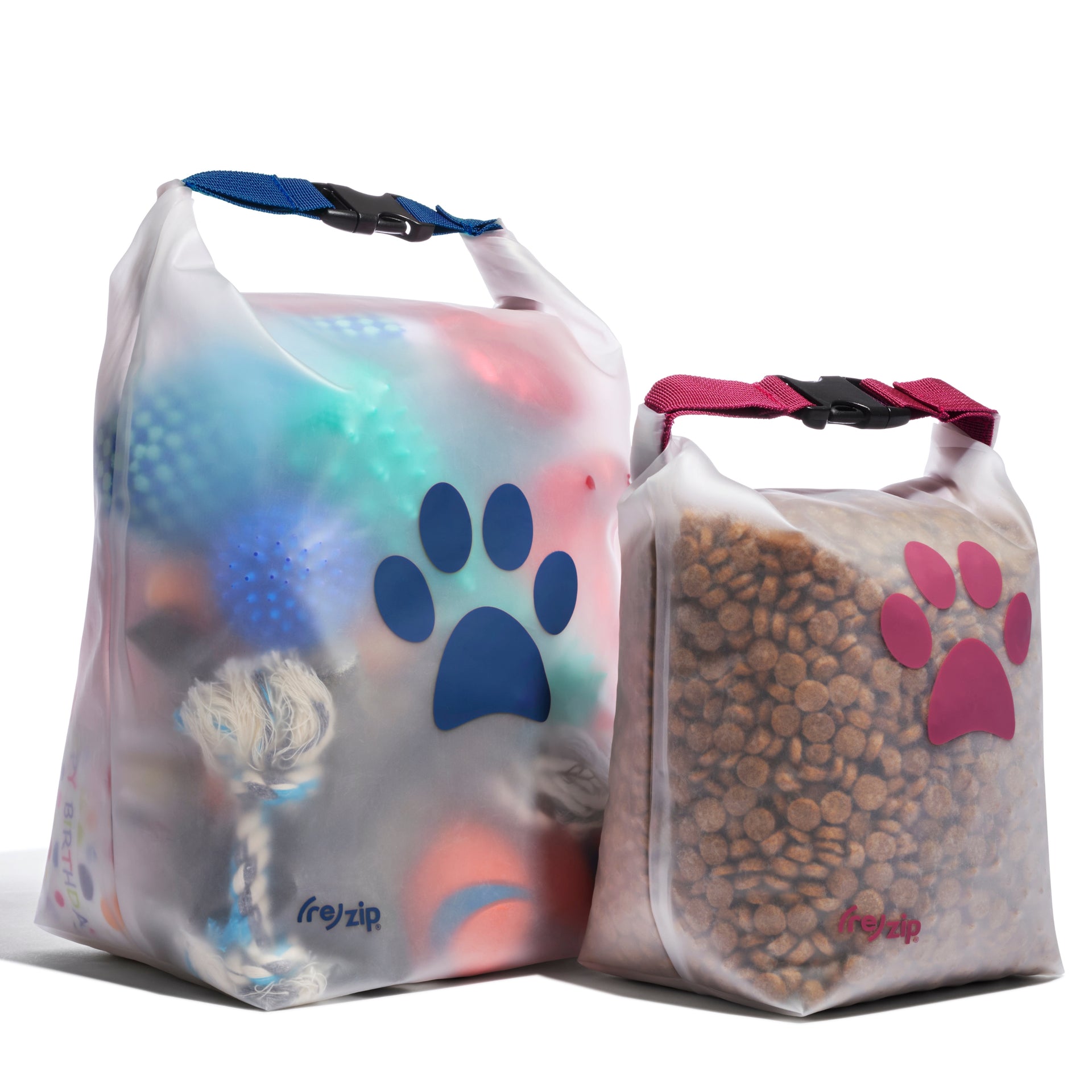 Large and small reusable dog storage bags – 14-cup and 40-cup sizes for food, pet gear, toys, and on-the-go adventures