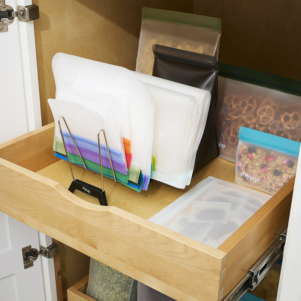 collapsible drying rack with reusable lunch sandwich leakproof freezer-safe bags great for small and tight spaces kitchens