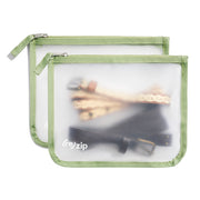 reusable zippered medium bag in sage great for travel, makeup, belts, organizers and more