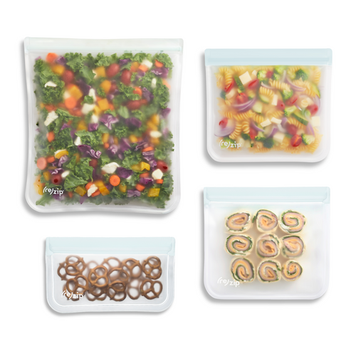 (re)zip 4-piece leakproof reusable gallon, sandwich, lunch and snack kit 