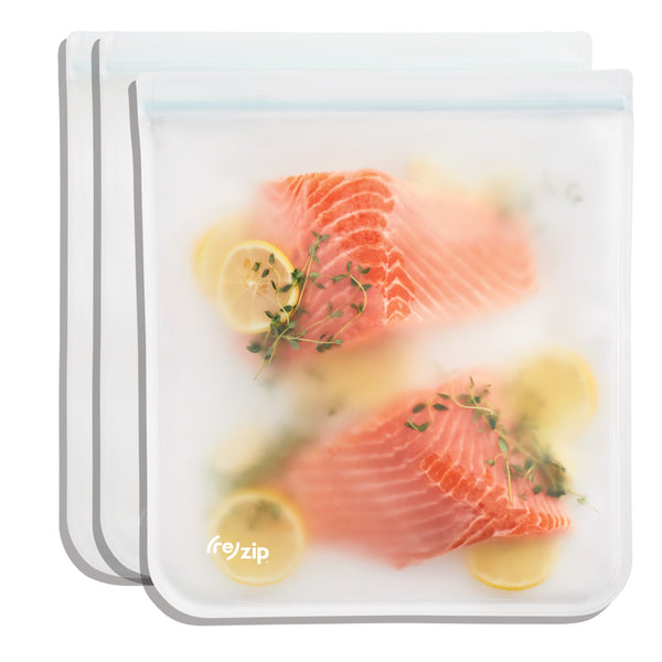 3-pack reusable gallon storage bags – durable, leakproof, freezer-safe bags ideal for marinating, meal prep, leftovers, and kitchen organization