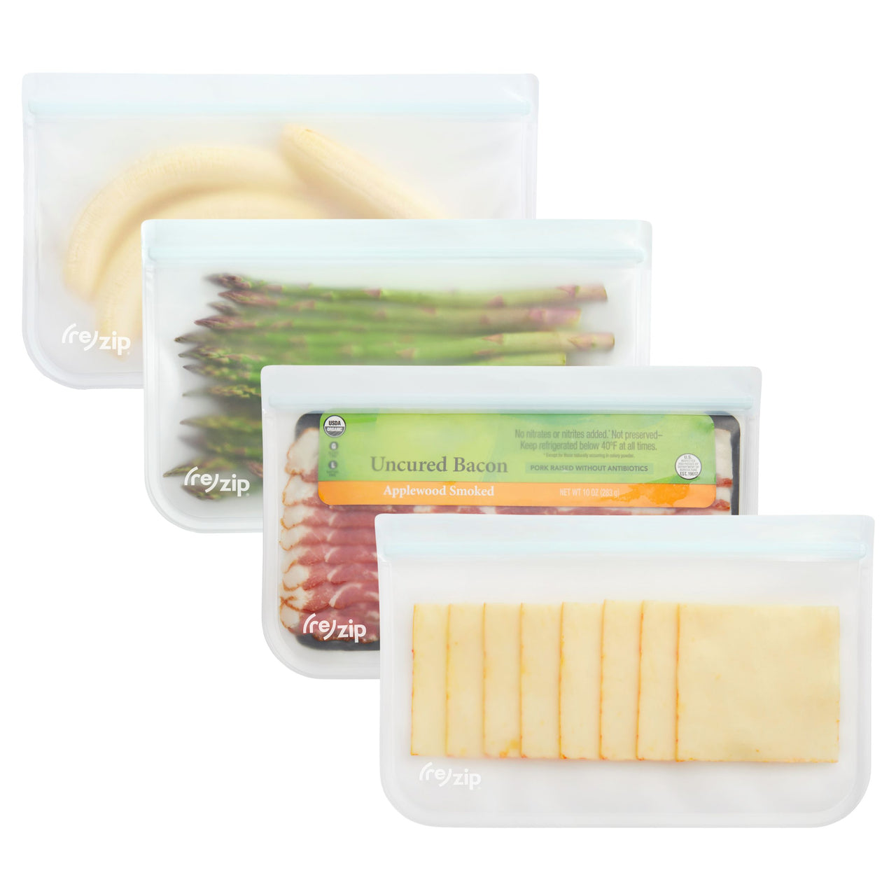 4-pack reusable leak proof freezer-safe half gallon deli cheese bag