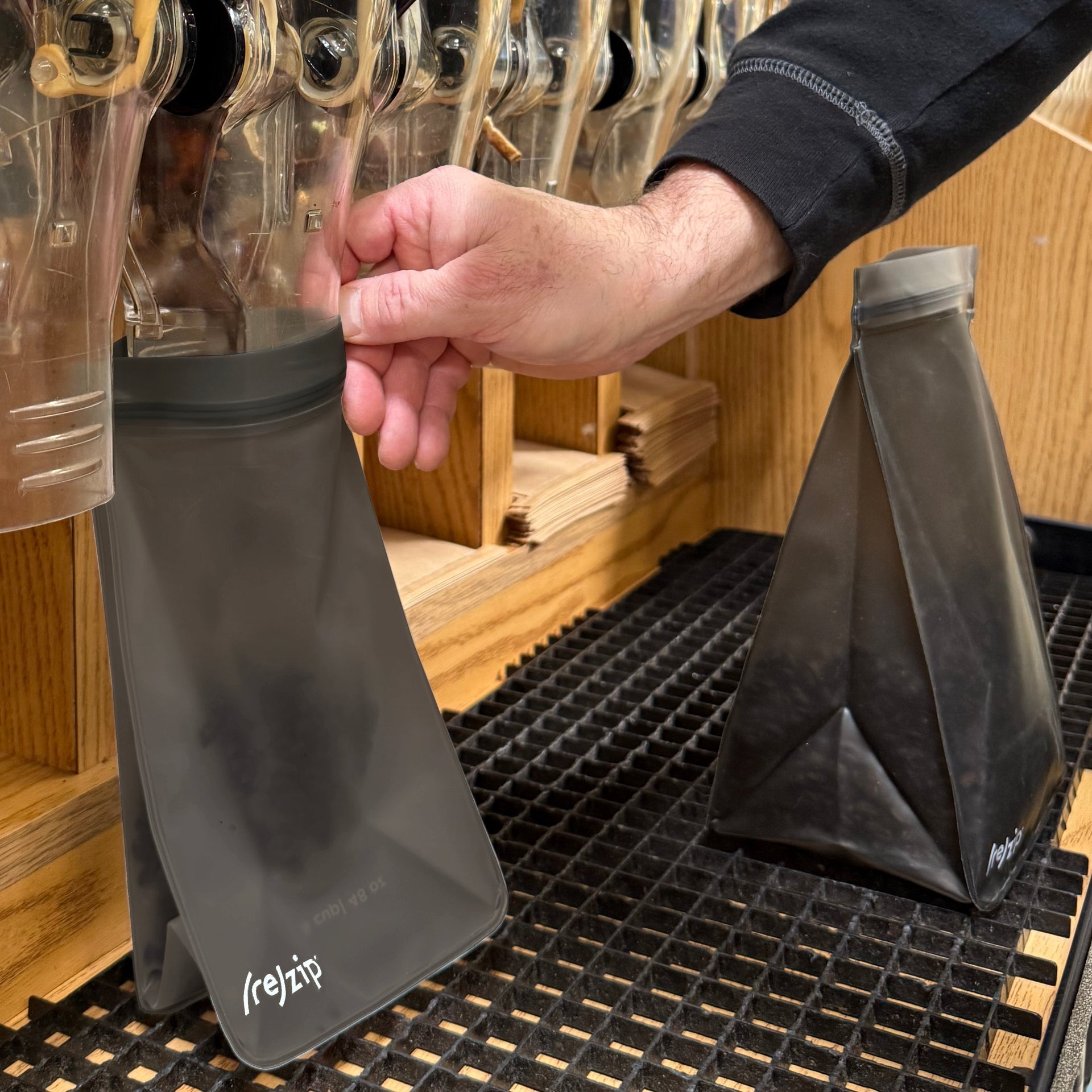 reusable airtight coffee bags perfect for bulk bins or bulk dispensers. Lightweight and easy to carry to and from the grocery store, these bags help you skip disposable packaging—and save money by keeping your coffee fresher, longer. 