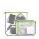 Reusable zippered travel pouches to organize tech accessories and headphones