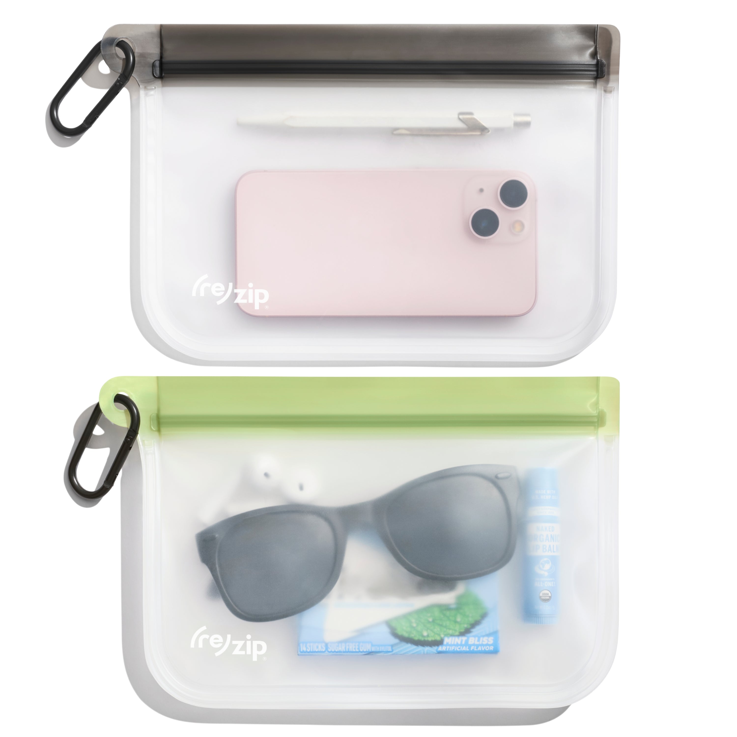 Reusable Take Me Along Bags + 2 Carabiners | Leakproof, Eco-Friendly