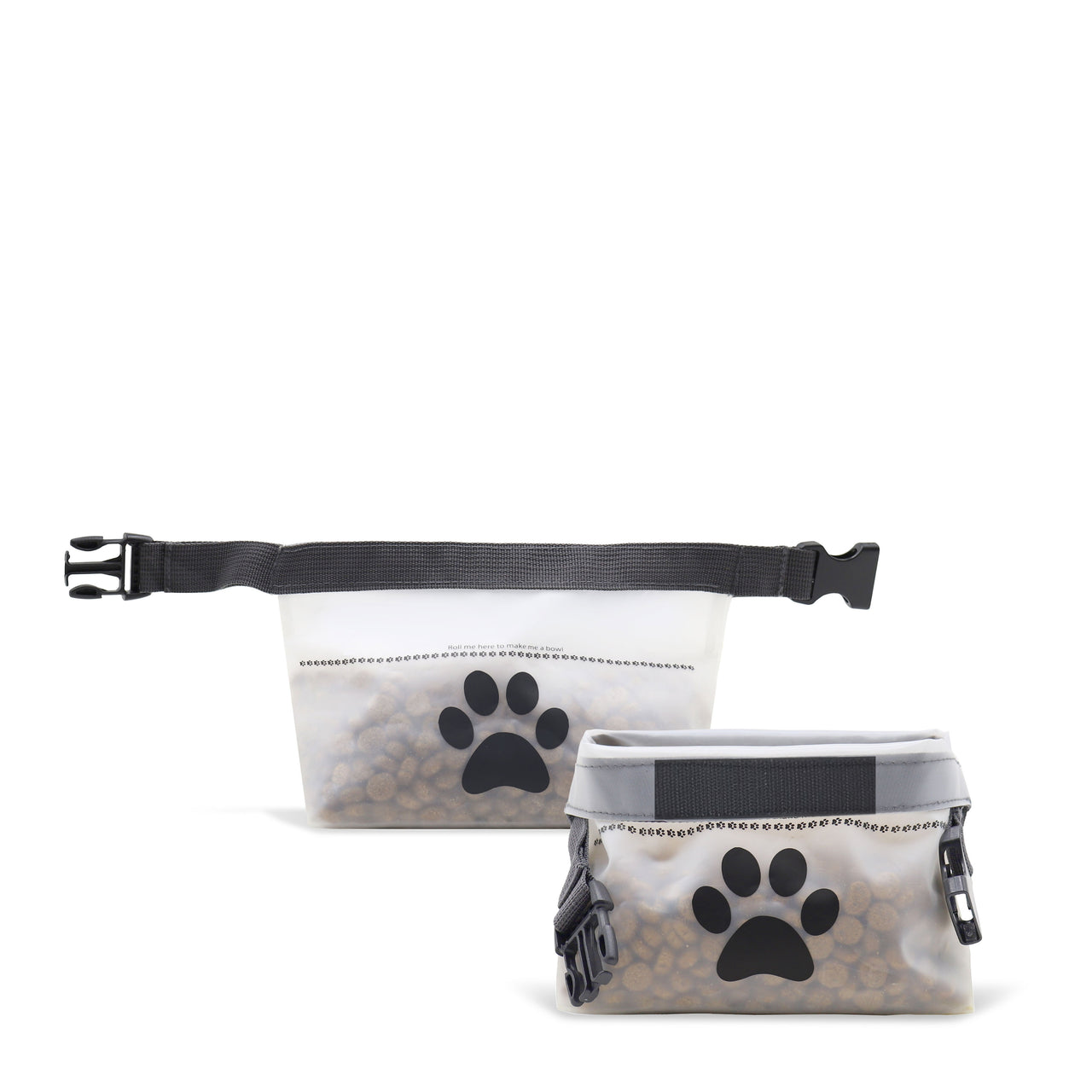 Portable collapsible dog food storage bag and foldable travel water bowl for pets – lightweight, space-saving, reusable feeding solution for dogs on the go, hiking, camping, trips