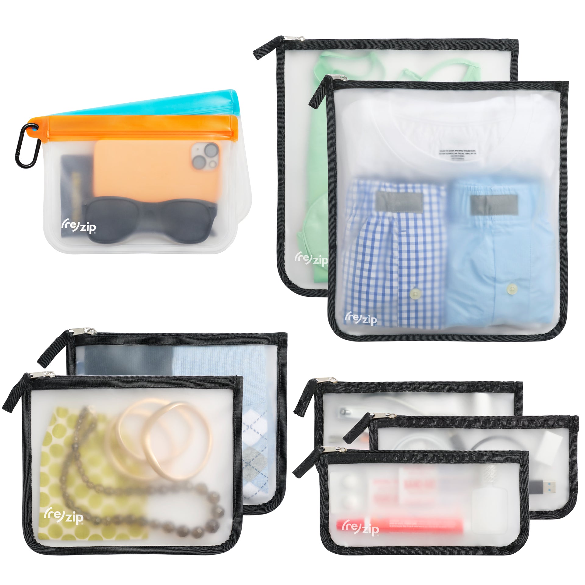 reusable travel kit for adults and kids. Good for organizing clothes, jewelry, chords or anything that fits in them