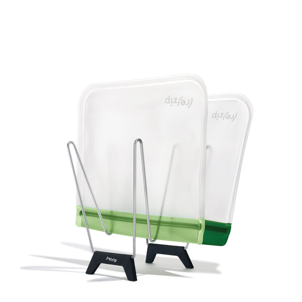 collapsible drying rack with reusable lunch sandwich leakproof freezer-safe bags great for small and tight spaces kitchens