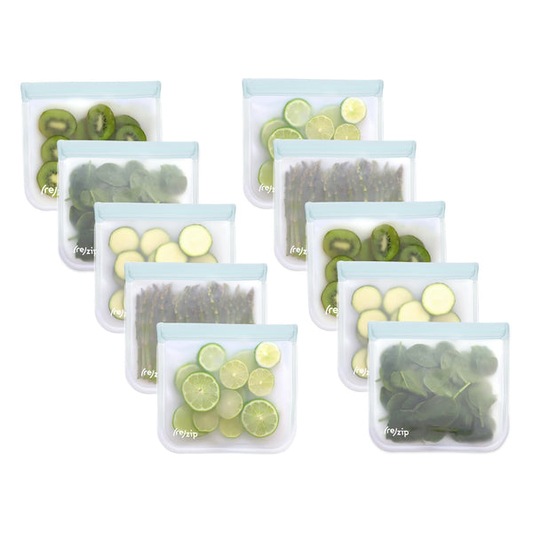 Reusable, Leak proof, Freezer-safe Lunch Food Storage Bag Family Pack 10-pack perfect for sandwiches, snacks, freezing, and organization