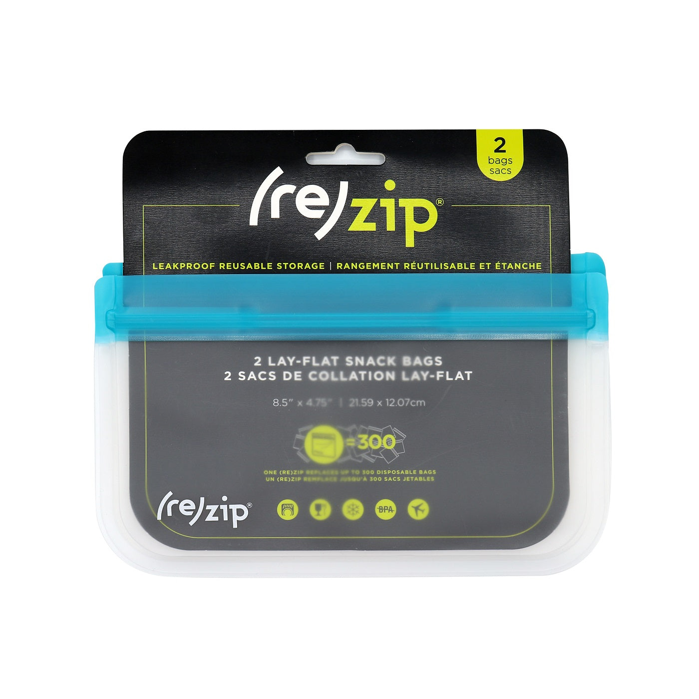 rezip (re)zip Lay-Flat Snack Leak proof Freezer safe Reusable Storage Bag