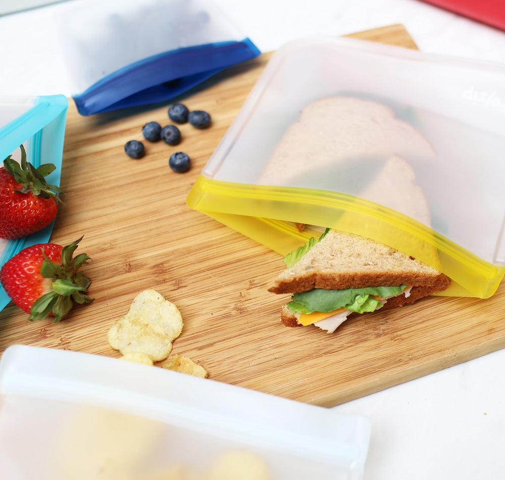 (re)zip reusable flat lunch bags 5-pack – BPA-free, food-safe sandwich bags – airtight, leakproof, freezer-safe bags for school and work lunches, meal prep, and leftovers