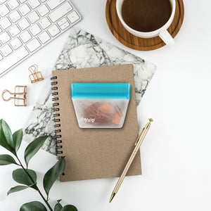 rezip Stand-Up 1/2 cup | 4-ounce Leakproof Reusable Storage Bag 2-pack desk organizer