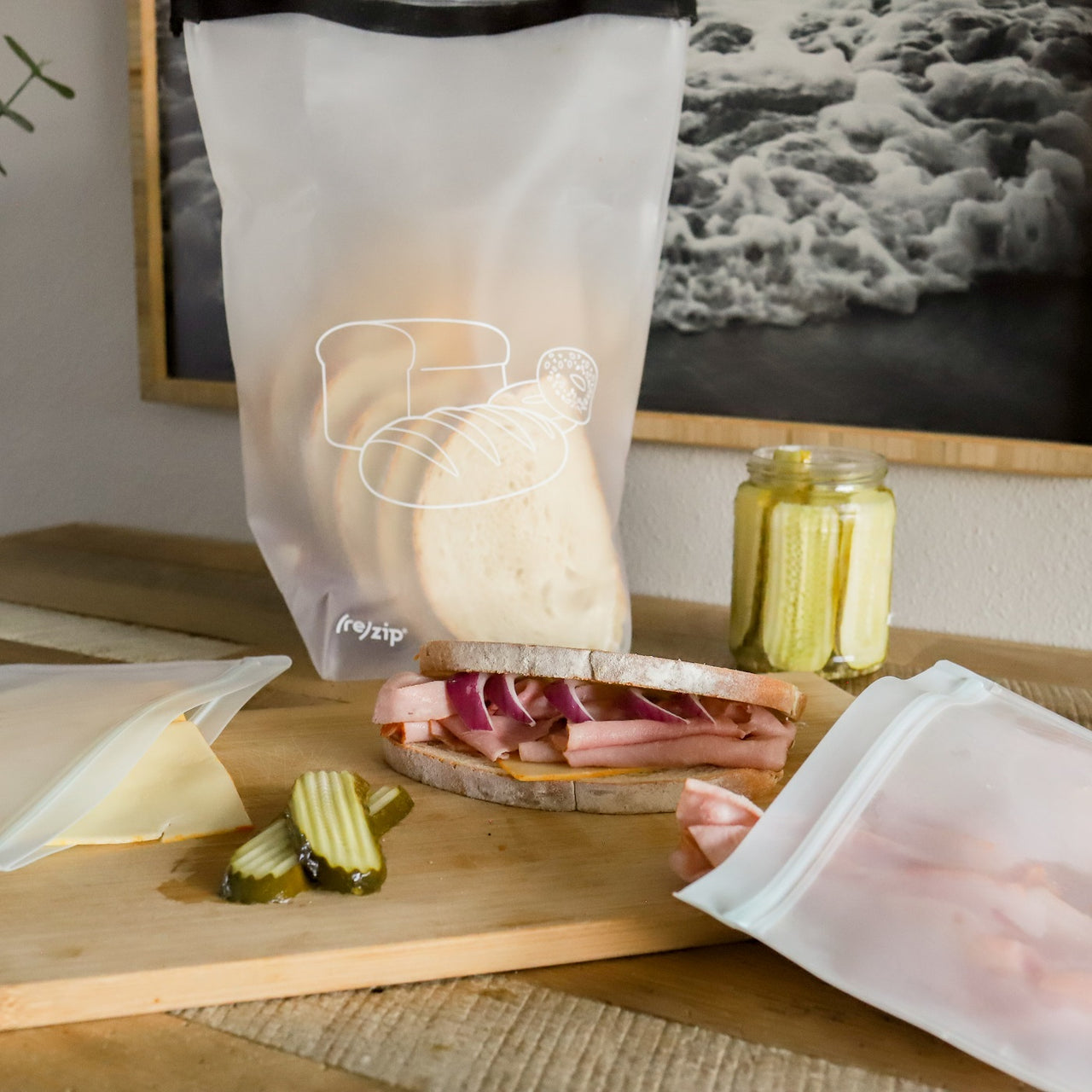 Eco-friendly Freezer-Safe Roll Top Bread Storage Bag – lightweight, durable bag for sandwich bread, bagels, and rolls – perfect for home storage or travel