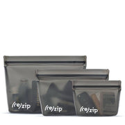 3-piece gray reusable storage bag kit – versatile stand-up bags for organizing travel essentials, baby gear, pet supplies, gym accessories, and everyday items – eco-friendly and space-saving storage solution