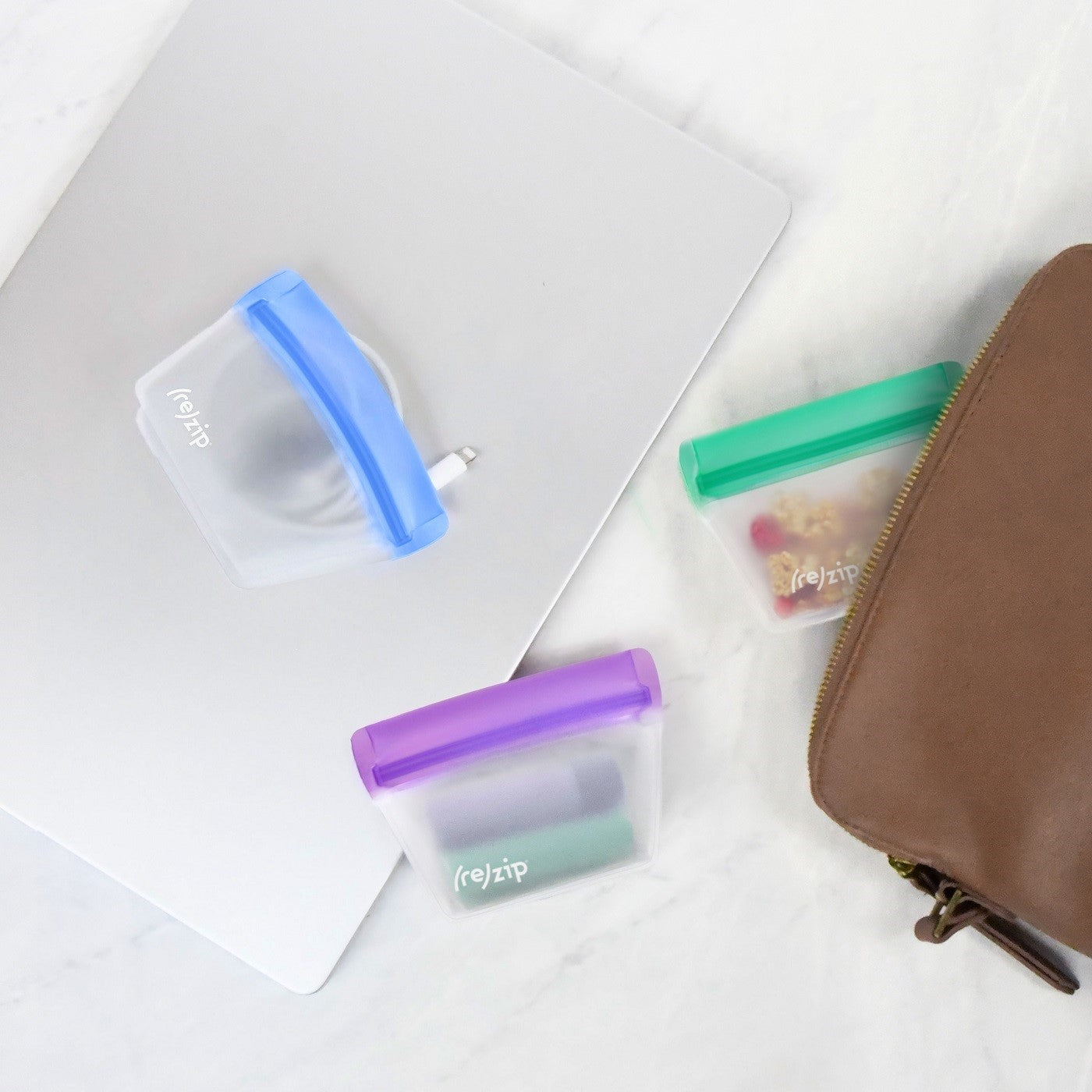 reusable leakproof mini storage bags. Great size for charging cables, lip balm, purse organization, snacks and more
