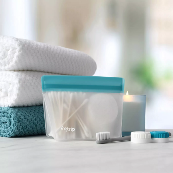 rezip Stand-Up 1-cup | 8-ounce Leakproof Reusable Storage Bag 2-pack bathroom home storage