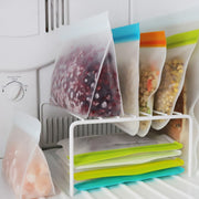 reusable freezer safe food storage bags 1/2 quart, quart, sandwich, snack and gallon